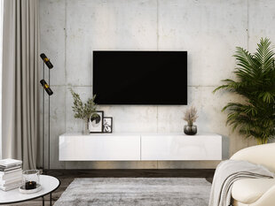 Висящий телевизионный шкаф 2 X 100 CM Мэтт белый/глянцевый белый цена и информация | Тумбы под телевизор | pigu.lt