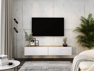 Висящий шкаф под телевизор Wotan Oak/Gloss White, 170 см цена и информация | Тумбы под телевизор | pigu.lt