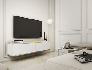 Висящий шкаф под телевизор, белый, 135 см цена и информация | Тумбы под телевизор | pigu.lt