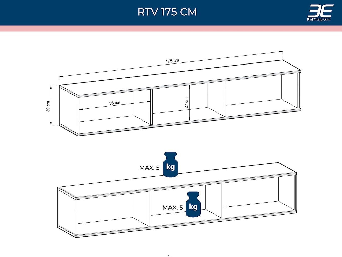 TV staliukas 3XE Living, smėlio spalvos kaina ir informacija | TV staliukai | pigu.lt