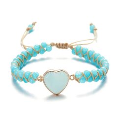 Плетеный браслет из натуральных камней, бирюзово-голубой цена и информация | Женские браслеты | pigu.lt