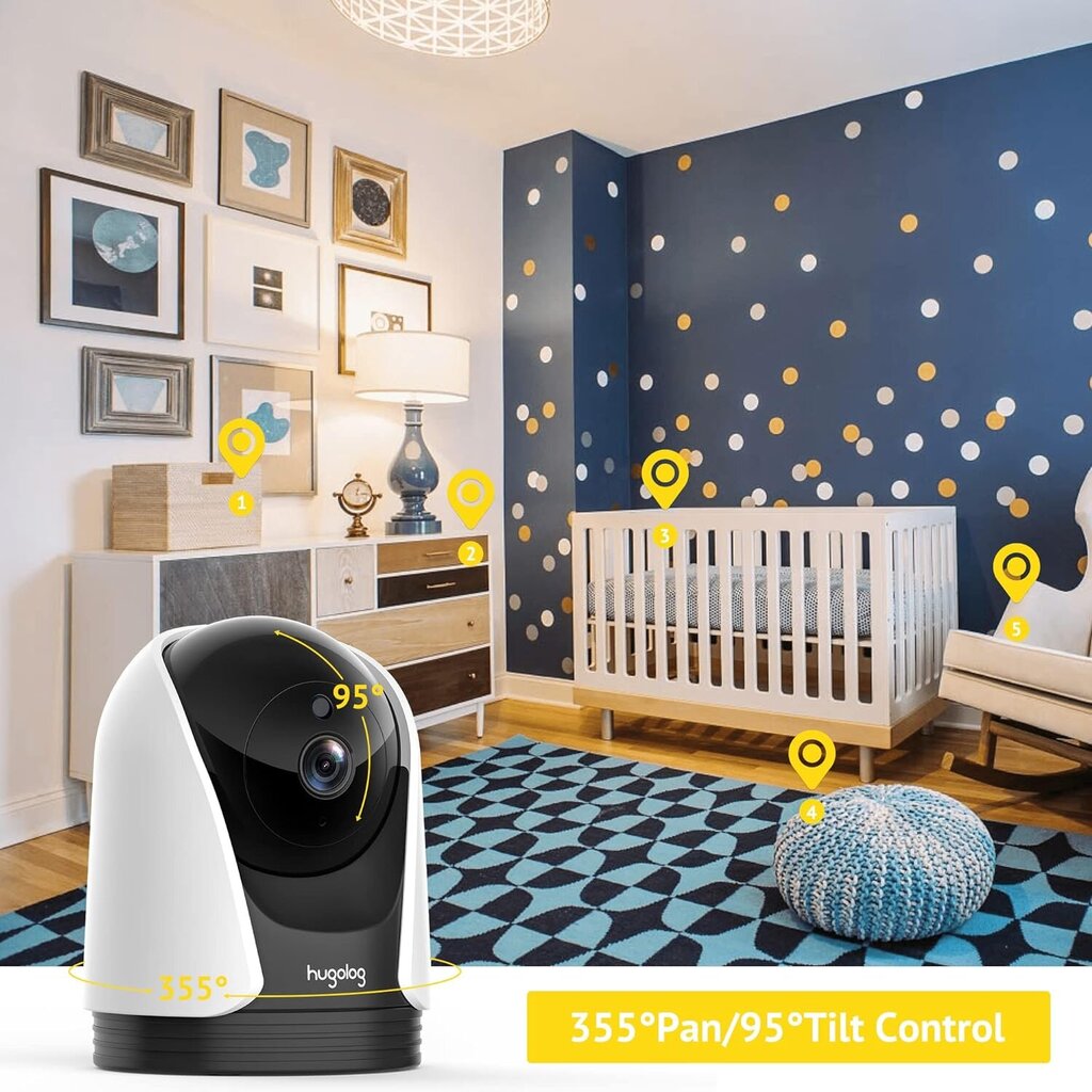 Mobilioji auklė Hugolog Camera Baby Monitor 2K Wi-Fi kaina ir informacija | Mobilios auklės | pigu.lt