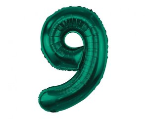 Folinis balionas, numeris 9, žalias, 85 cm цена и информация | Шарики | pigu.lt