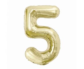Folinis balionas, numeris 5, auksinės spalvos, 85 cm цена и информация | Шарики | pigu.lt