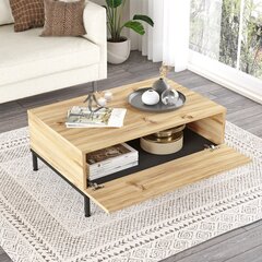 Kavos staliukas Asir, 90x35x60cm, smėlio spalvos kaina ir informacija | Kavos staliukai | pigu.lt