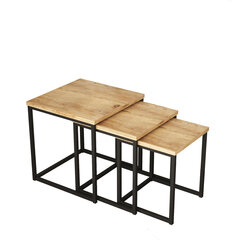 Sofos staliukas Asir, 40x41,8x40cm, smėlio/juodos spalvos kaina ir informacija | Kavos staliukai | pigu.lt