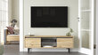 TV staliukas Asir, 140x48,1x35,5cm, rudas/juodas цена и информация | TV staliukai | pigu.lt