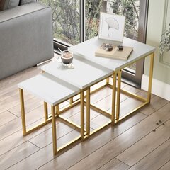 Диванный стол Asir, 40x41,8x40см, белый/золотистый цена и информация | Журнальные столики | pigu.lt