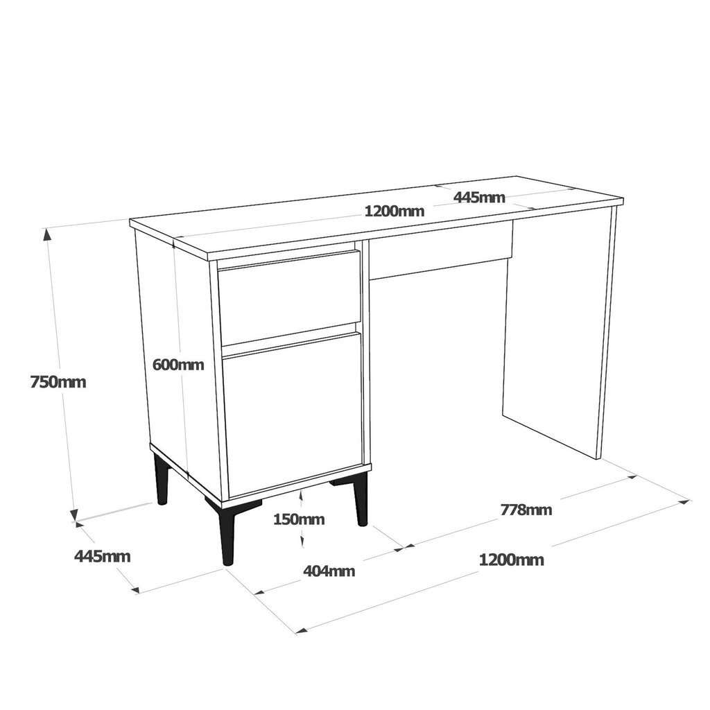 Rašomasis stalas Asir, 120x75x44,5cm, smėlio/juodos spalvos kaina ir informacija | Kompiuteriniai, rašomieji stalai | pigu.lt
