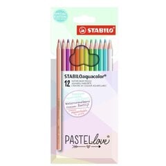 STABILO spalvoti pieštukai Aquacolor Pastellove, 12 spalvų kaina ir informacija | Piešimo, tapybos, lipdymo reikmenys | pigu.lt