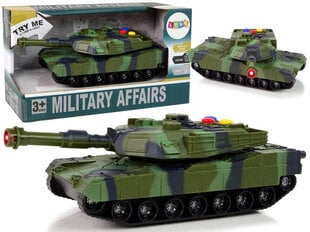 Karinis tankas su garsais ir šviesom Lean Toys, žalias kaina ir informacija | Žaislai berniukams | pigu.lt