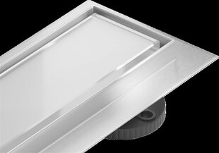 Dušo latakas Mexen Flat 360, Chrome/White Glass, 50 cm kaina ir informacija | Dušo latakai | pigu.lt