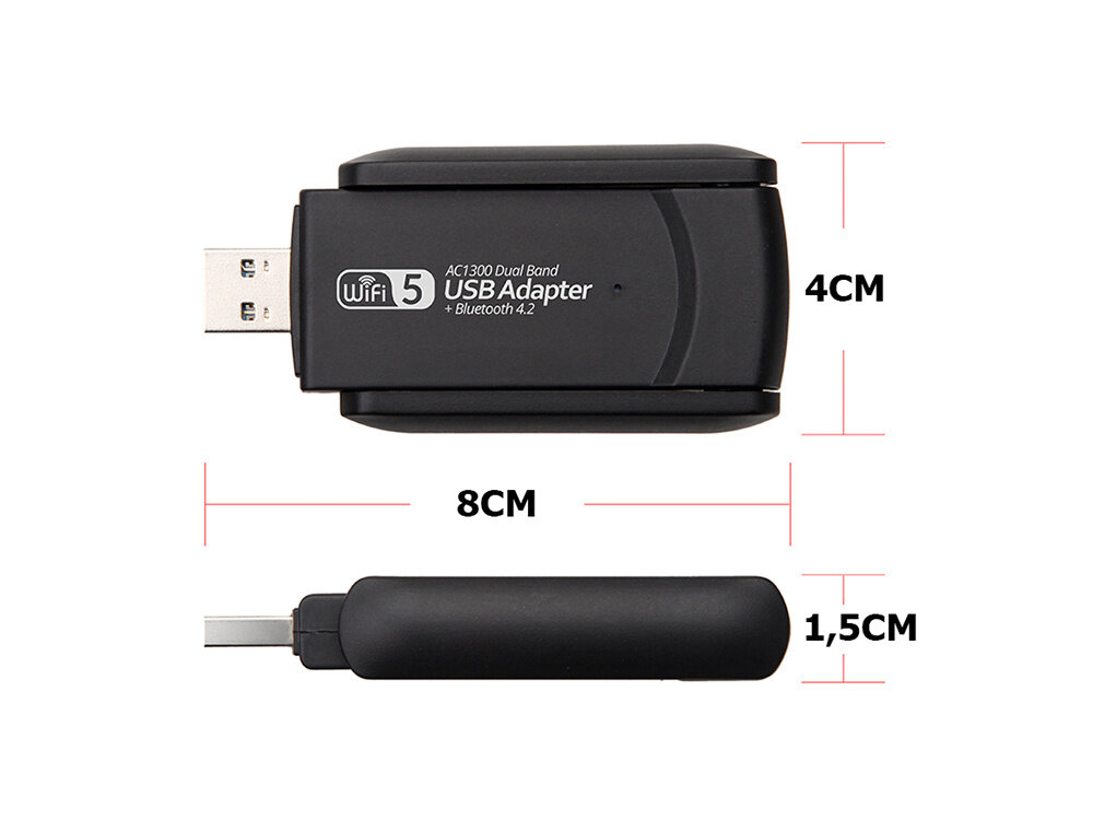 USB Wifi adapteris USB 3.0 1300mbps dviguba antena kaina ir informacija | Adapteriai, USB šakotuvai | pigu.lt