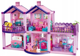 Didelis lėlių namelis su terasa ir poniais MalPlay, 57 cm цена и информация | Игрушки для девочек | pigu.lt