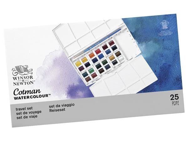 Akvarelinių dažų rinkinys Winsor & Newton Cotman Painting Plus, įvairiaspalvis, 25vnt kaina ir informacija | Piešimo, tapybos, lipdymo reikmenys | pigu.lt