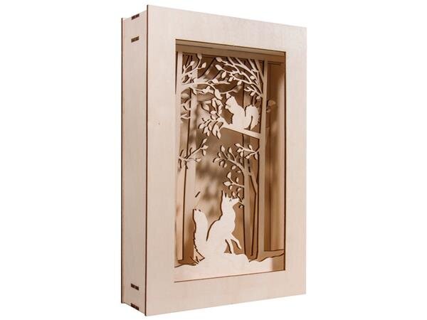 3D medinė figūrėlė - šviečianti dėžutė Rayher 3D lapė miške, 15 dalių kaina ir informacija | Interjero detalės | pigu.lt