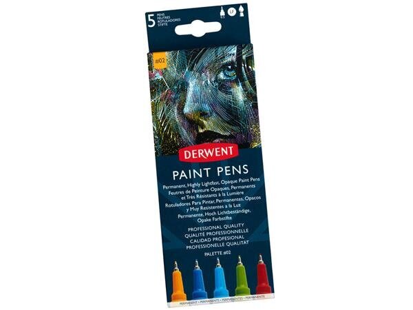 Žymeklių rinkinys Derwent Paint Pen No2, 5vnt kaina ir informacija | Piešimo, tapybos, lipdymo reikmenys | pigu.lt