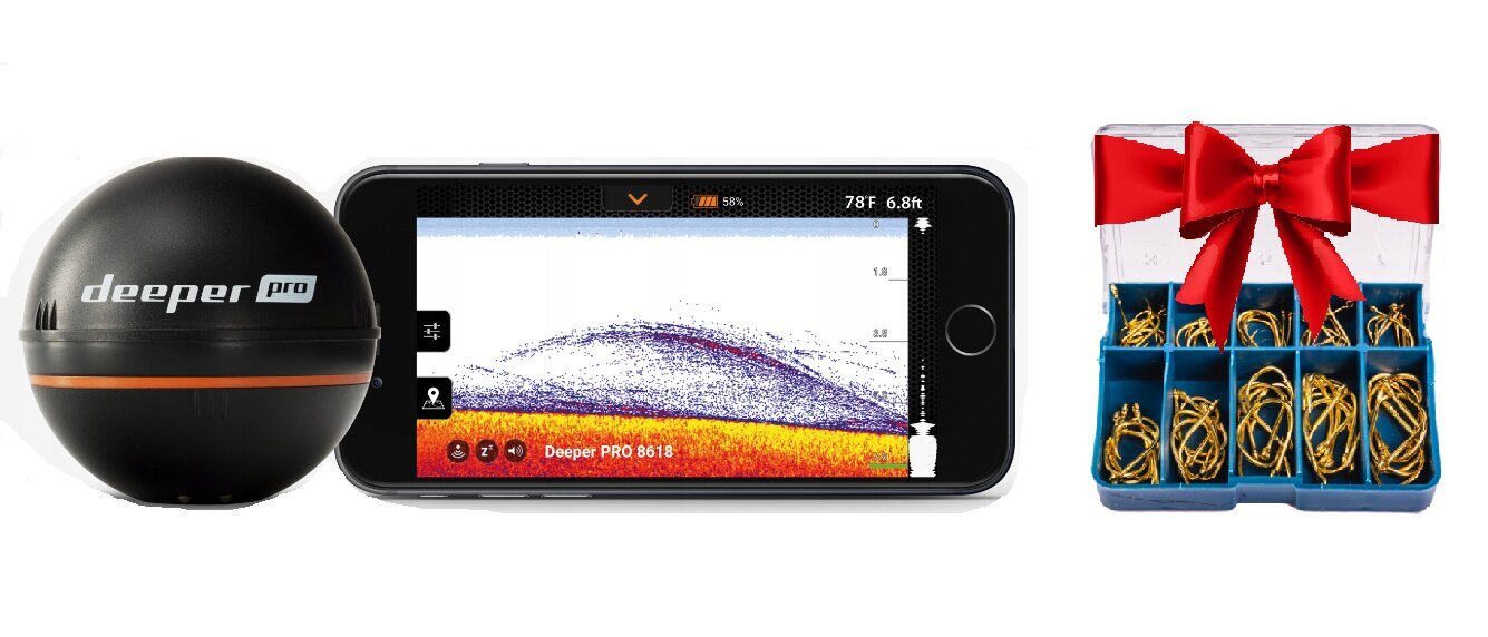 Echolotas Deeper Smart Sonar PRO ir kabliukų rinkinys Belsi kaina ir informacija | Išmanioji technika ir priedai | pigu.lt