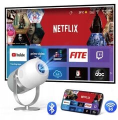 MINI VAIZDO PROJEKTORIUS 360 ANDROID 9.0 WiFi Miracast Aircast Nešiojamasis FULL HD TRANSPONDERIS "Bluetooth" HDMI/USB/USB-C telefonui Zenwire H6 360 цена и информация | Проекторы | pigu.lt