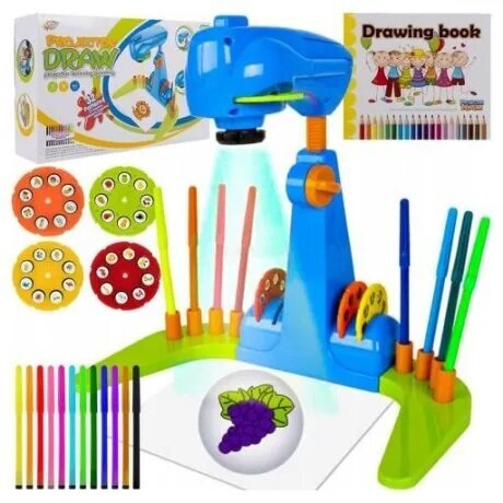 Vaikų piešimo projektorius PD7, mėlynas kaina ir informacija | Lavinamieji žaislai | pigu.lt