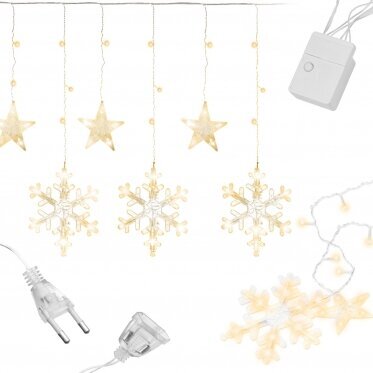 Kalėdinės lemputės su 6 snaigėmis ir 6 žvaigždėmis bei daug mažesnių lempučių, 4m, 102 LED, LIVMAN YWSD001-1-1 цена и информация | Girliandos | pigu.lt