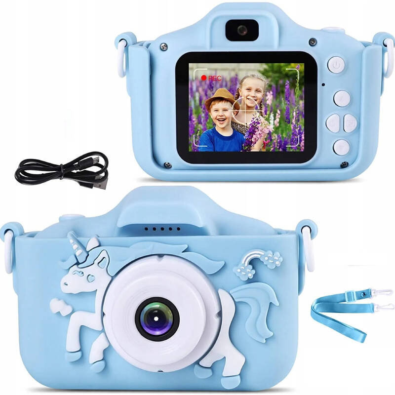 Children's camera Blue x5 Unicorn kaina ir informacija | Skaitmeniniai fotoaparatai | pigu.lt