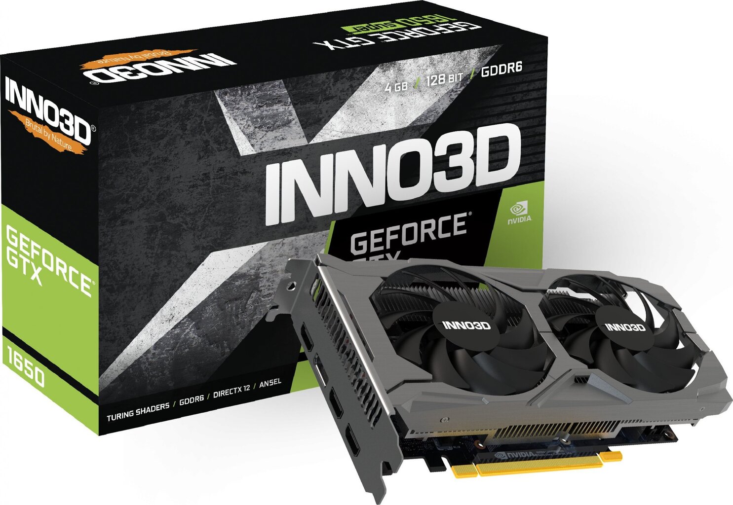 Inno3D GeForce GTX 1650 Twin X2 OC V3 (N16502-04D6X-171330N) kaina ir informacija | Vaizdo plokštės (GPU) | pigu.lt