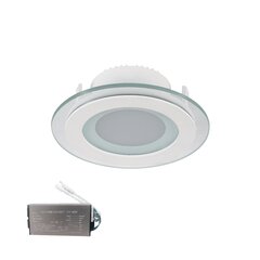 LED stiklo skydelis apvalus 6w 4000k+ avarinis rinkinys kaina ir informacija | Įmontuojami šviestuvai, LED panelės | pigu.lt