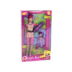 Lėlė Lucy Doll Set Pink Scooter Skateboard su priedais Lean Toys, 15d. kaina ir informacija | Žaislai mergaitėms | pigu.lt