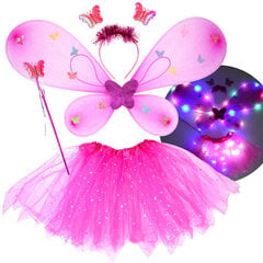 Костюм феи со светящимися крыльями и юбкой, светло-фиолетовый цена и информация | Карнавальные костюмы | pigu.lt