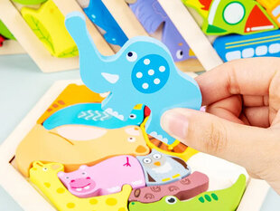 Деревянный пазл с животными 13 деталей цена и информация | Игрушки для малышей | pigu.lt