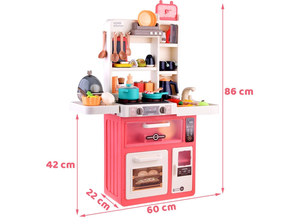 Vaikiška virtuvėlė su priedais 63 vnt., raudona kaina ir informacija | Žaislai mergaitėms | pigu.lt