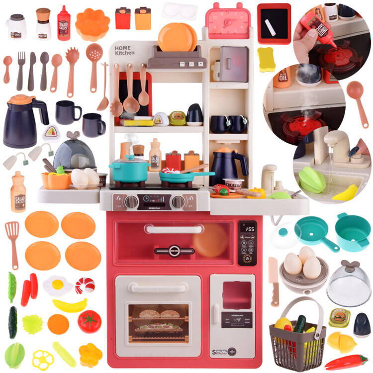 Vaikiška virtuvėlė su priedais 63 vnt., raudona цена и информация | Žaislai mergaitėms | pigu.lt