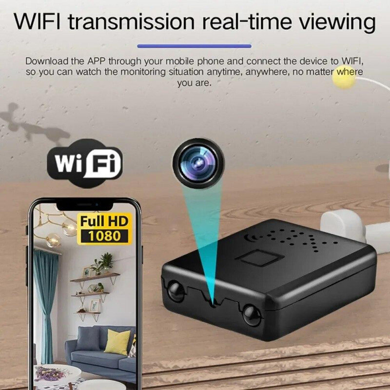 Mini XD Wifi kamera HD 4K 1080P belaidė vidaus kamera su naktiniu filmavimu, 90 laipsnių kampu kaina ir informacija | Stebėjimo kameros | pigu.lt