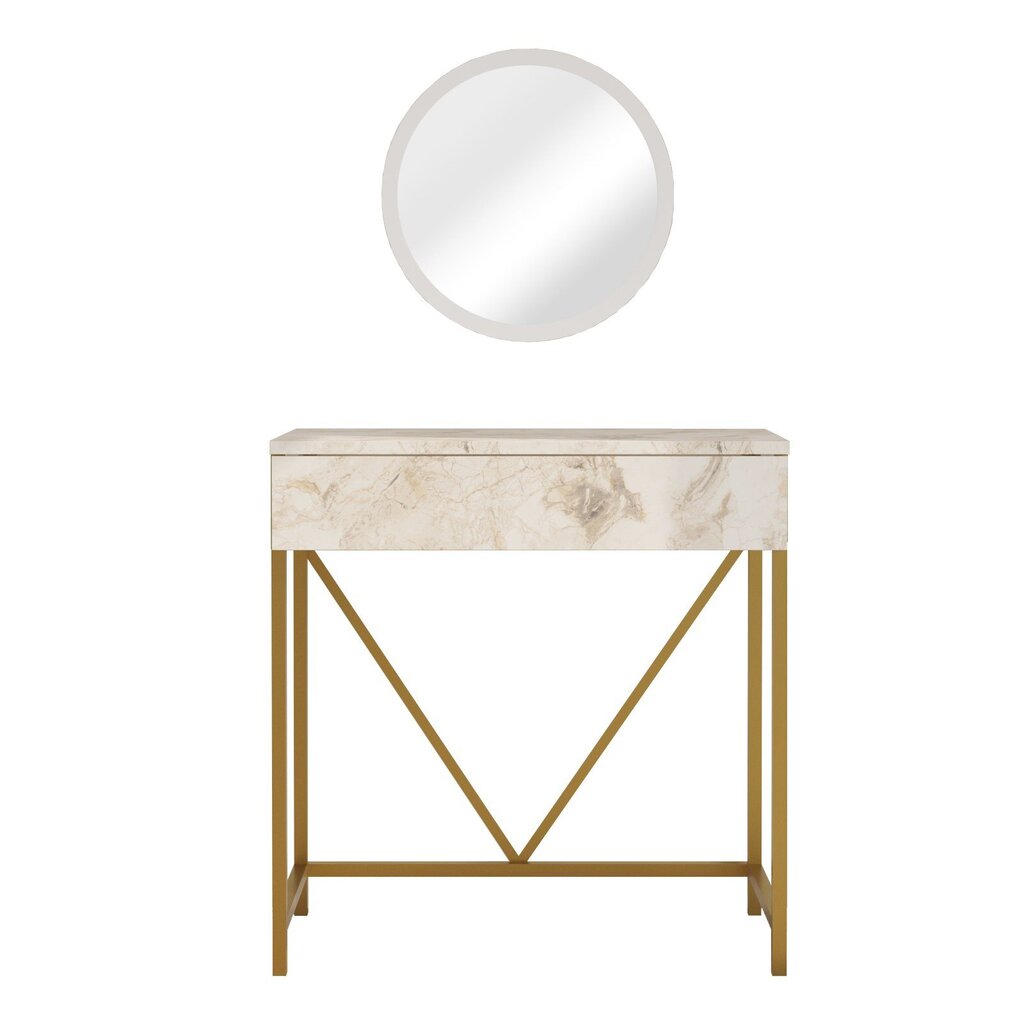 Tualetinis staliukas Asir, 72x75x40cm, baltas/auksinis kaina ir informacija | Kosmetiniai staliukai | pigu.lt