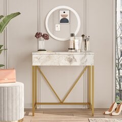 Туалетный столик Asir, 72x75x40см, цвет белый/золотой цена и информация | Туалетные столики | pigu.lt