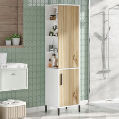 Шкаф Asir, 45x173,6x35,5см, белый/бежевый цена и информация | Шкафчики для ванной | pigu.lt