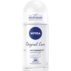 Rutulinis dezodorantas jautriai odai Nivea Original Care 48h moterims, 50 ml kaina ir informacija | Dezodorantai | pigu.lt