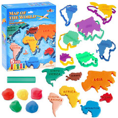 Kūrybinis plastilino rinkinys Pasaulio žemėlapis, 5 spalvos kaina ir informacija | Lavinamieji žaislai | pigu.lt