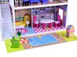 Didelis medinis lėlių namelis su baldais ir LED apšvietimu kaina ir informacija | Žaislai mergaitėms | pigu.lt