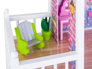 Большой деревянный кукольный домик с мебелью и светодиодной подсветкой цена и информация | Игрушки для девочек | pigu.lt