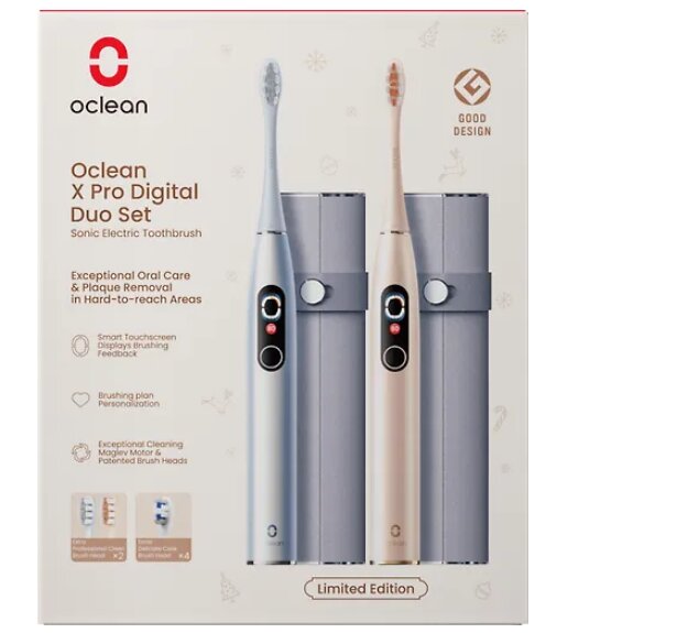 Oclean X Pro Digital Duo Set Limited Edition цена и информация | Elektriniai dantų šepetėliai | pigu.lt