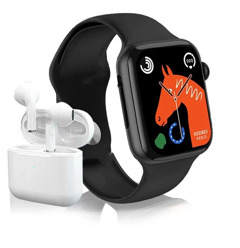 Watch 8 DM01 Black + Earphones White kaina ir informacija | Išmanieji laikrodžiai (smartwatch) | pigu.lt