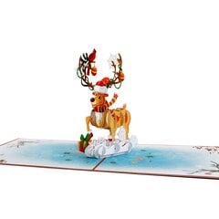 Рождественская 3D открытка Happy Gifters Christmas Reindeer 15x15 см цена и информация | Конверты, открытки | pigu.lt