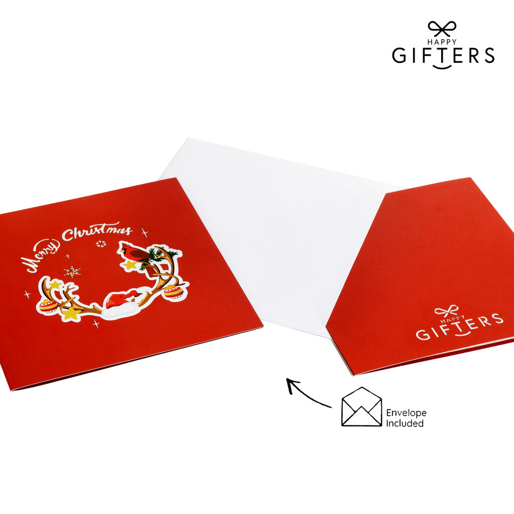 Kalėdinis atvirukas Happy Gifters Kalėdų elnias 15x15cm kaina ir informacija | Vokeliai, atvirukai | pigu.lt