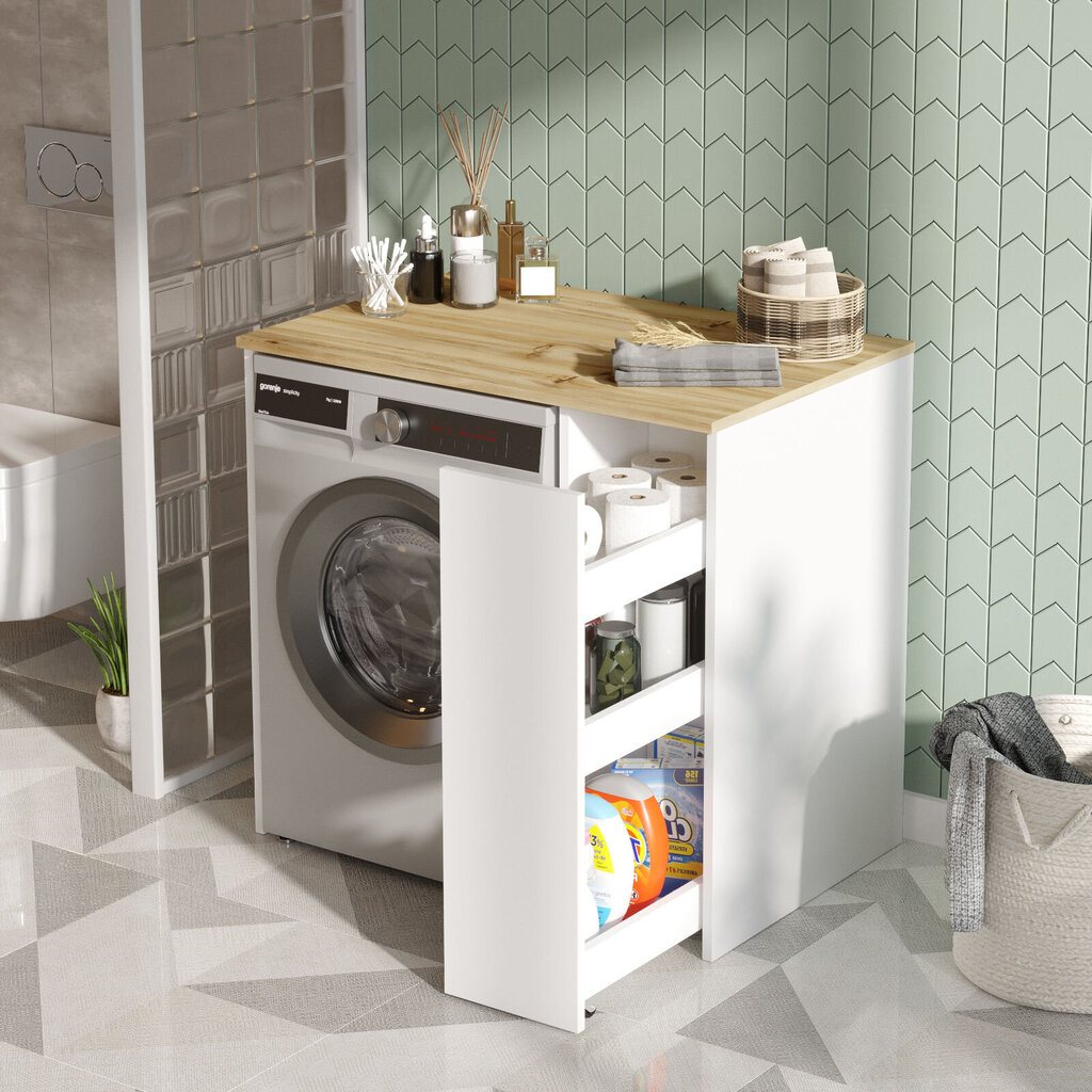 Spinta Asir, 93,5x88,3x60cm, balta/smėlio spalvos kaina ir informacija | Vonios spintelės | pigu.lt