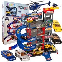 Žaislinių mašinėlių garažas su mašinėlėmis ir sraigtasparniu цена и информация | Игрушки для мальчиков | pigu.lt