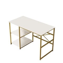 Rašomasis stalas Asir, 120x75x60cm, baltas/auksinis kaina ir informacija | Kompiuteriniai, rašomieji stalai | pigu.lt