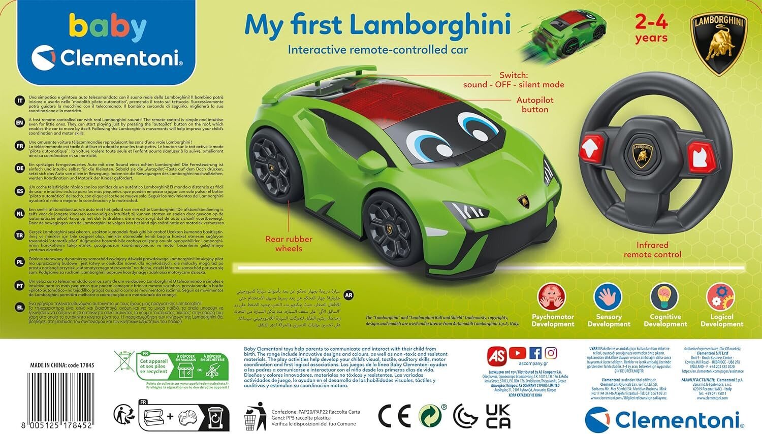 Rc automobilis Lamborghini Clementoni, žalias kaina ir informacija | Žaislai berniukams | pigu.lt