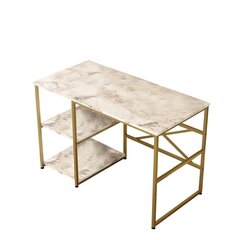 Rašomasis stalas Asir, 120x75x60cm, baltas/auksinis kaina ir informacija | Kompiuteriniai, rašomieji stalai | pigu.lt